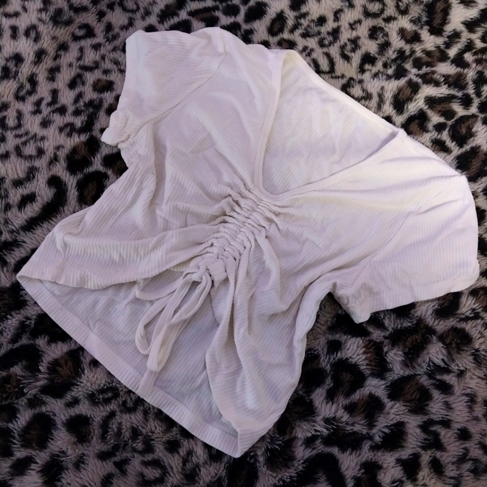 NVGTN White Ruched Crop Top
